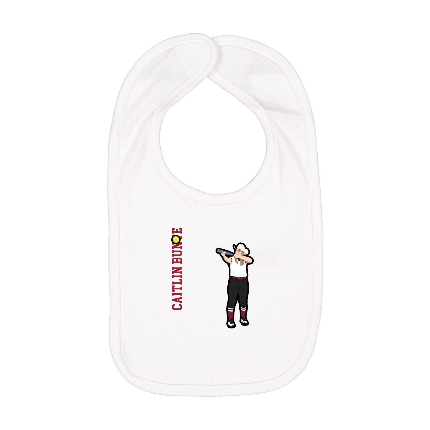 Infant Bib — Name Vertical in White