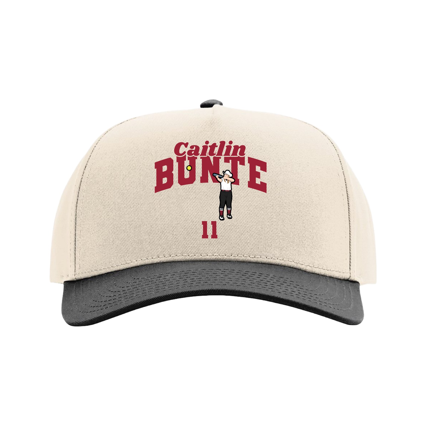 Full Fabric Five-Panel Champ Cap — Signature Arch in Cream/Black
