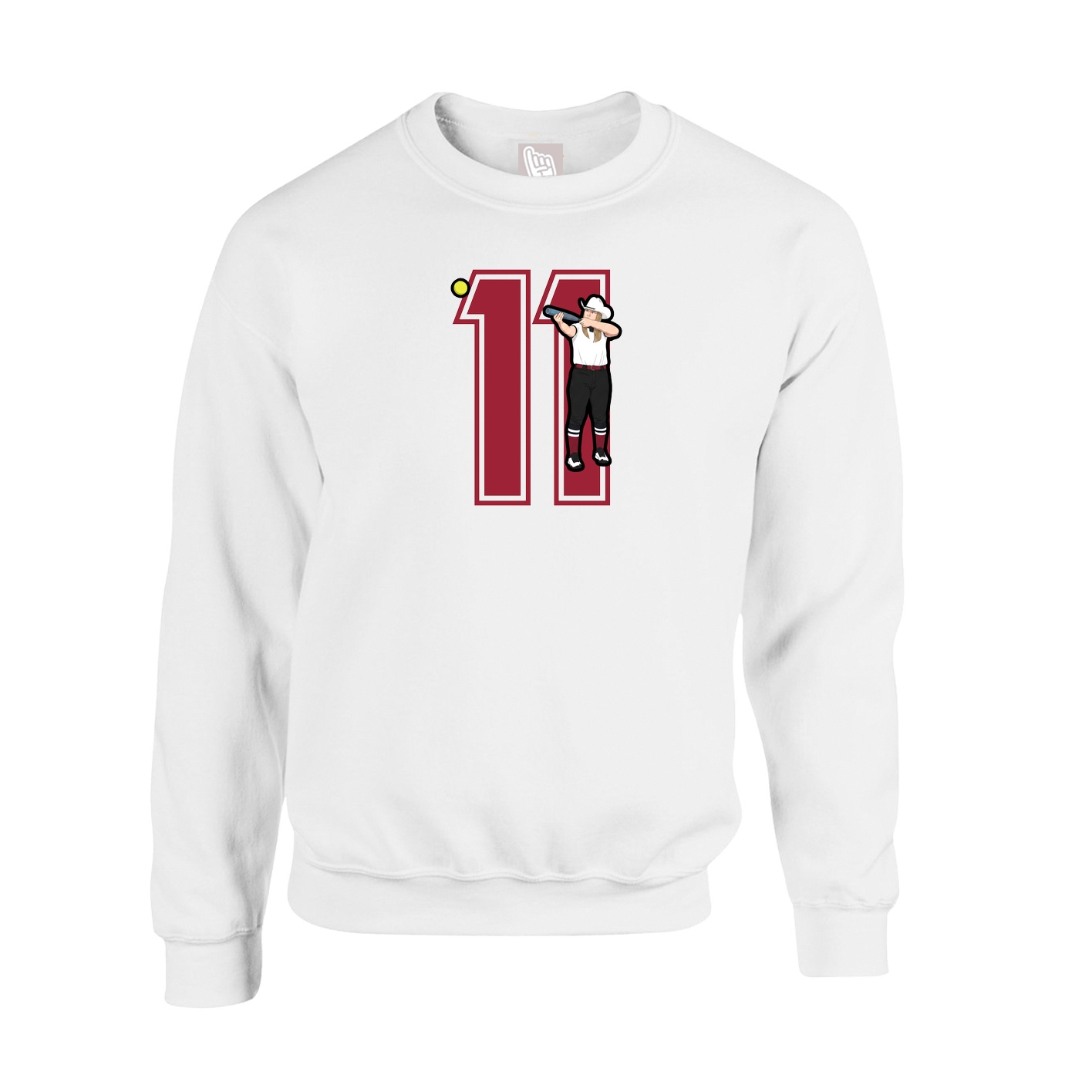 Fleece Crew — Number in White