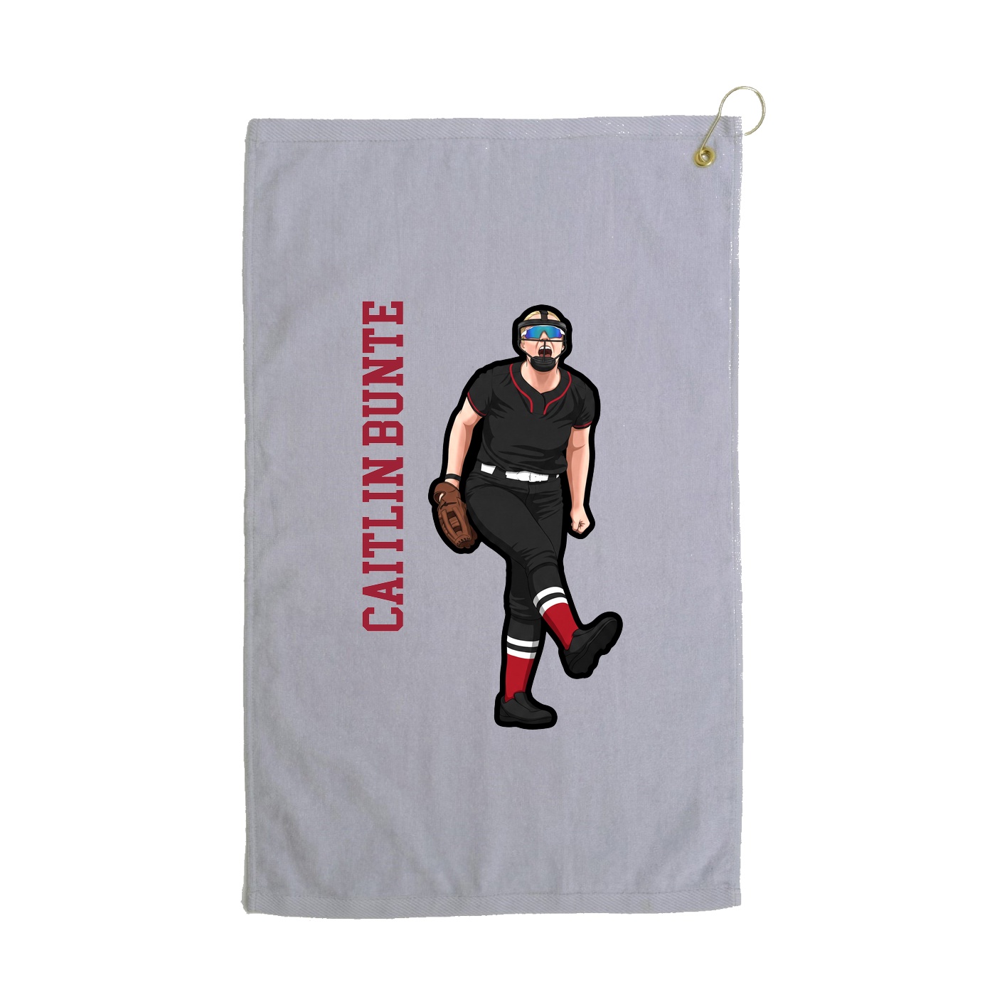 Golf Towel — Name Vertical in Grey