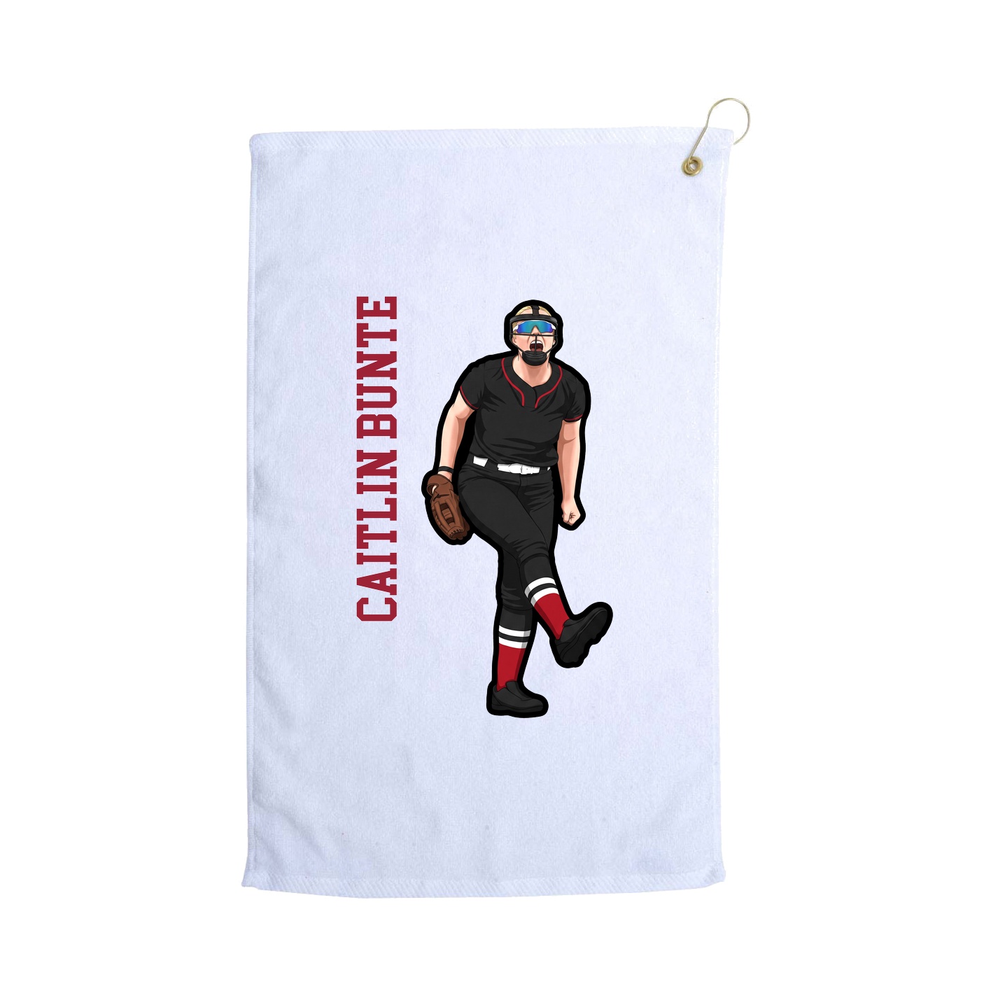 Golf Towel — Name Vertical in White