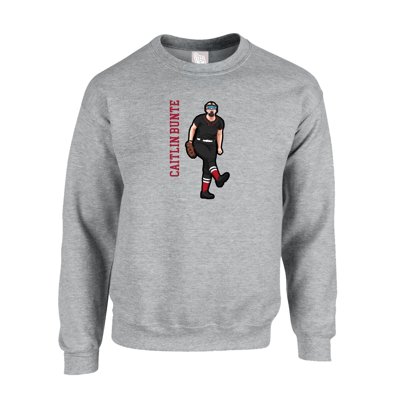 Fleece Crew — Name Vertical in Grey