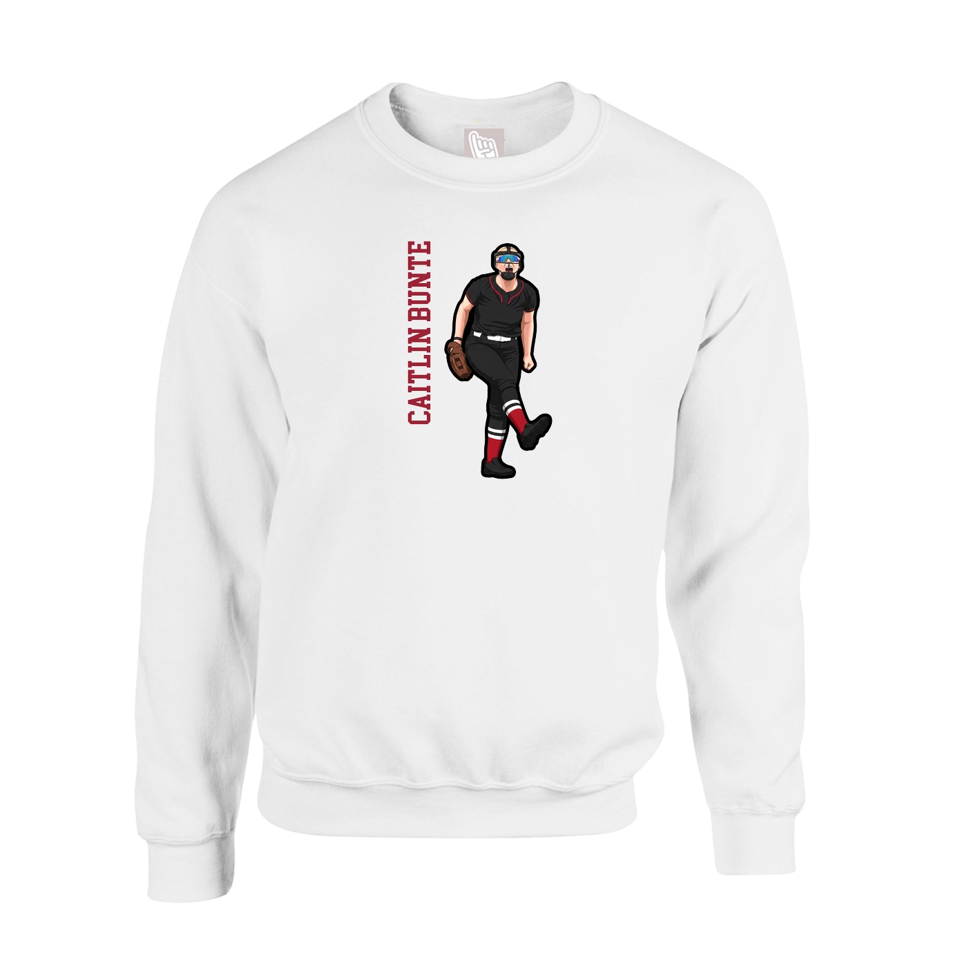 Fleece Crew — Name Vertical in White