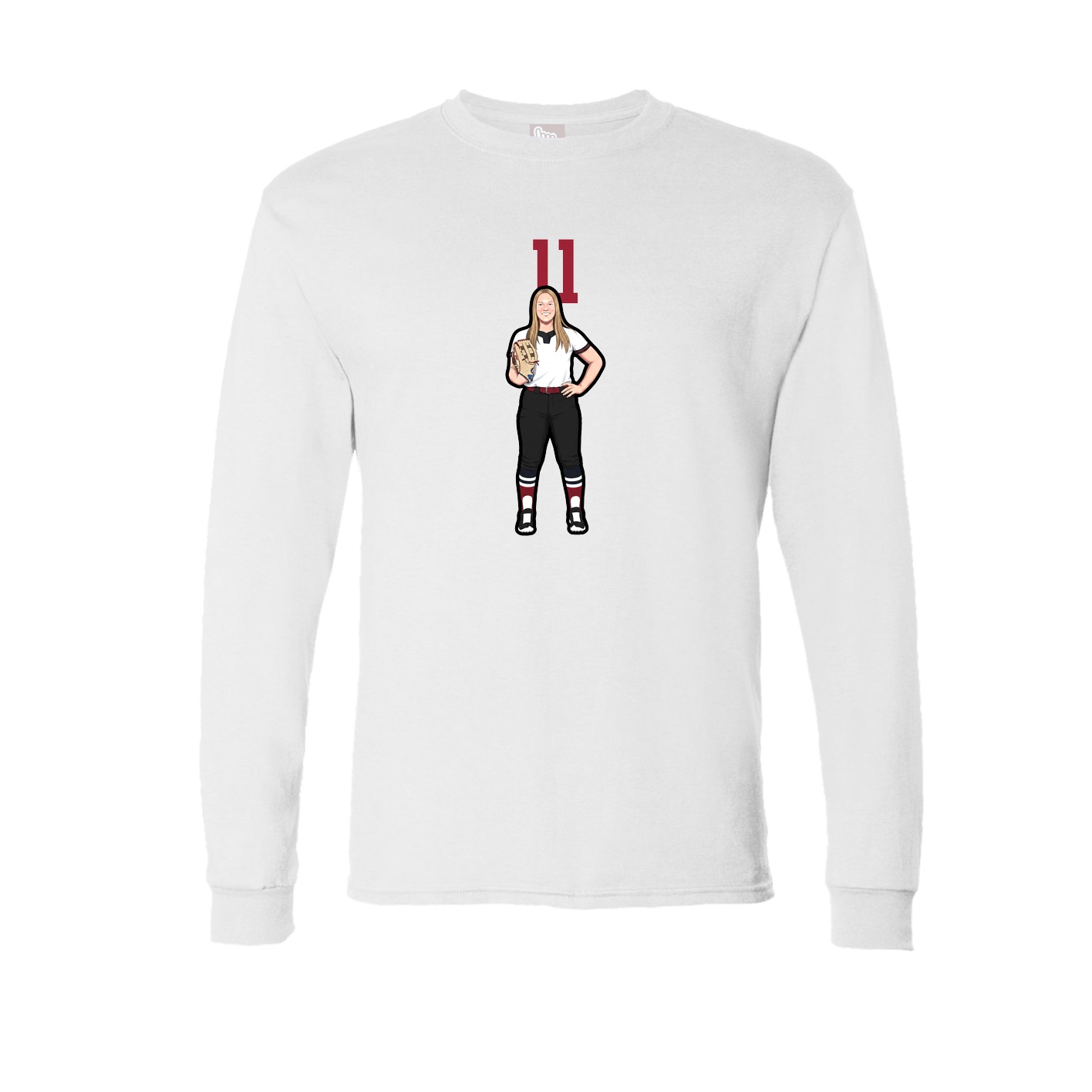 Long Sleeve Tee — Number Top in White