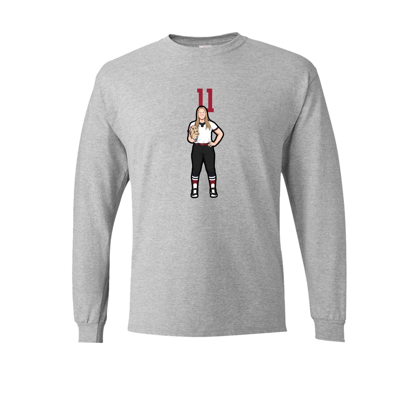 Long Sleeve Tee — Number Top in Grey