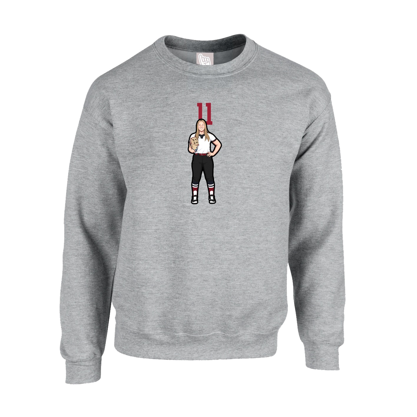 Fleece Crew — Number Top in Grey