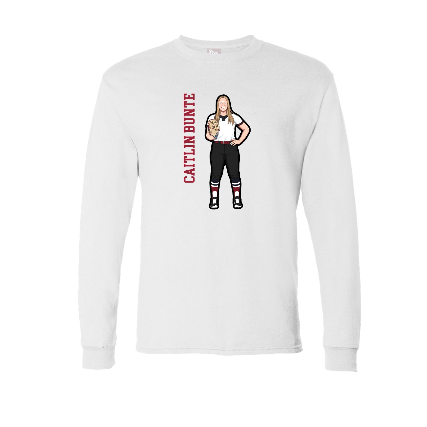 Long Sleeve Tee — Name Vertical in White