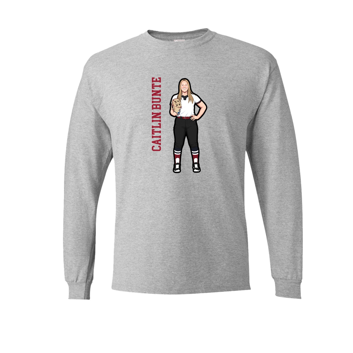Long Sleeve Tee — Name Vertical in Grey