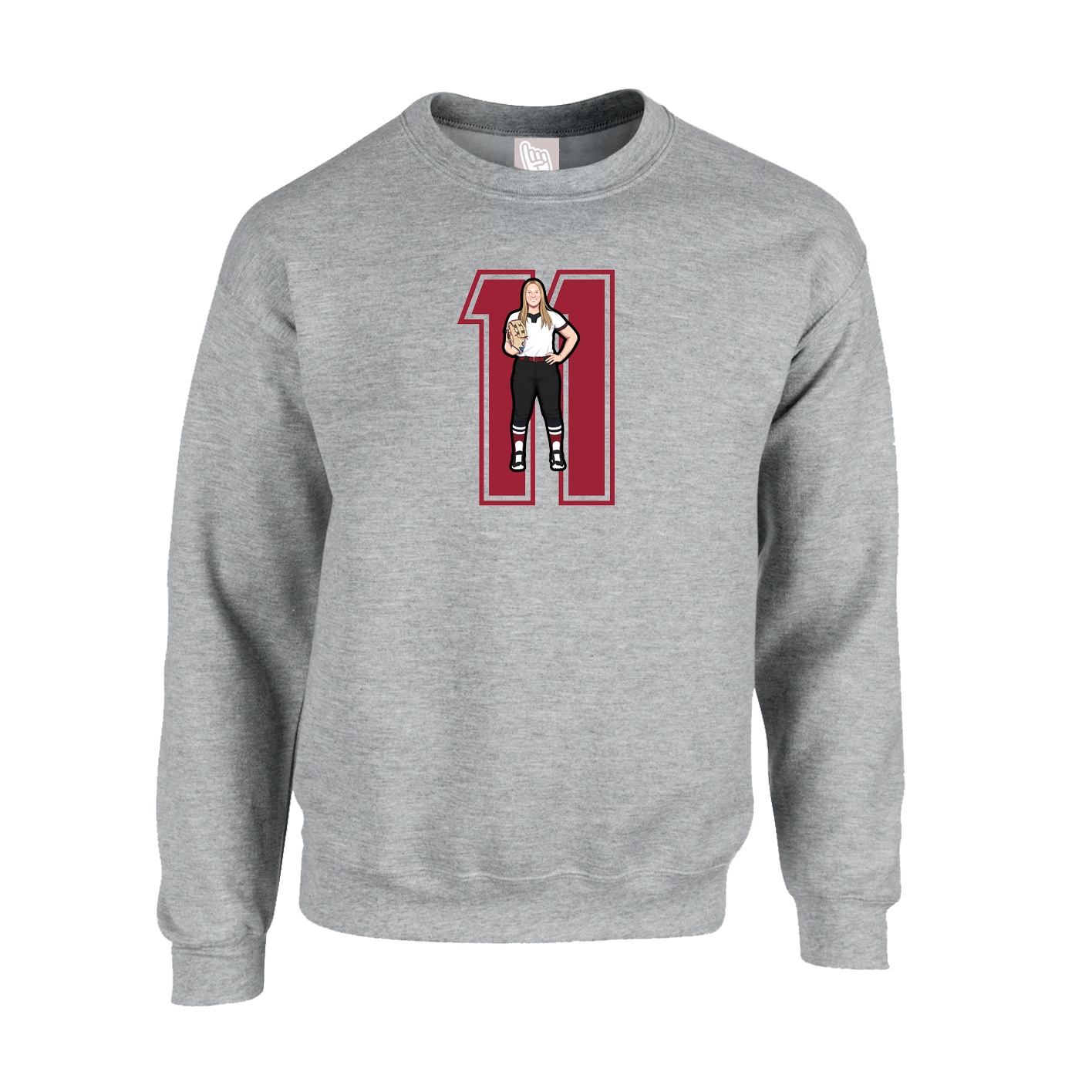 Fleece Crew — Number in Grey