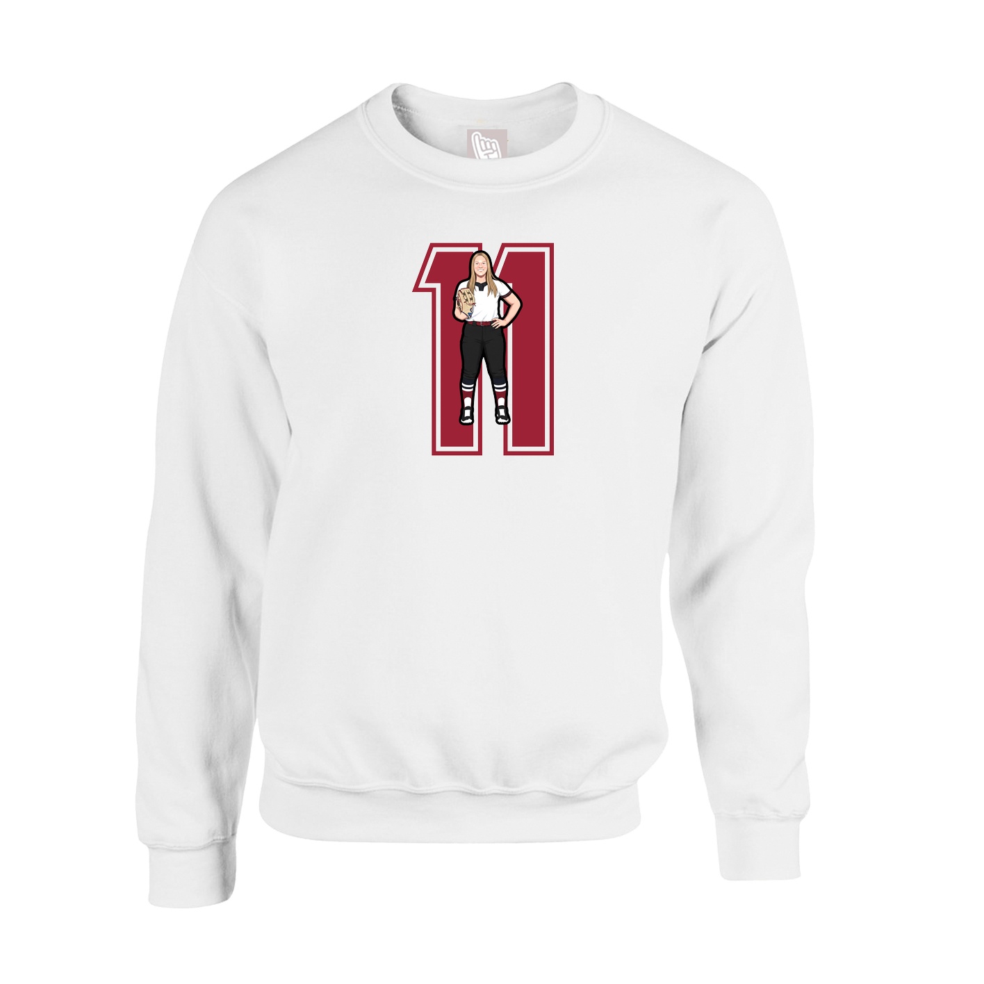 Fleece Crew — Number in White