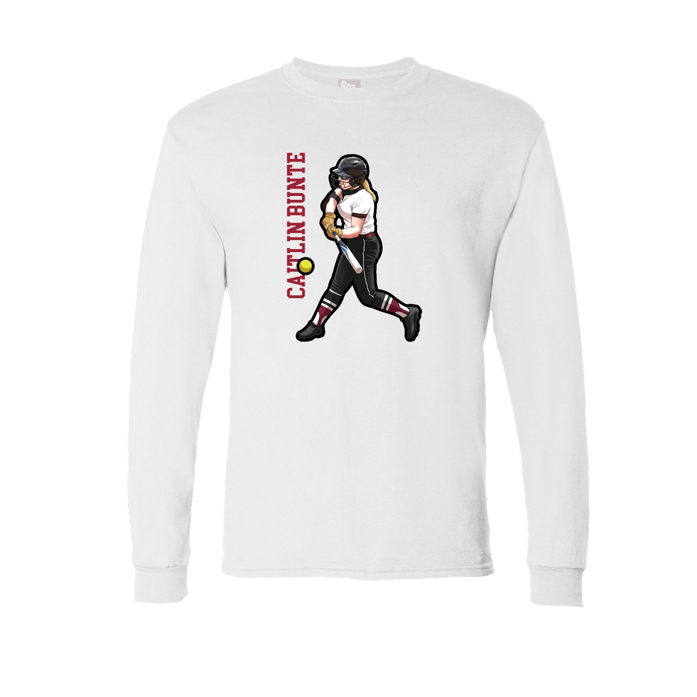 Long Sleeve Tee — Name Vertical in White