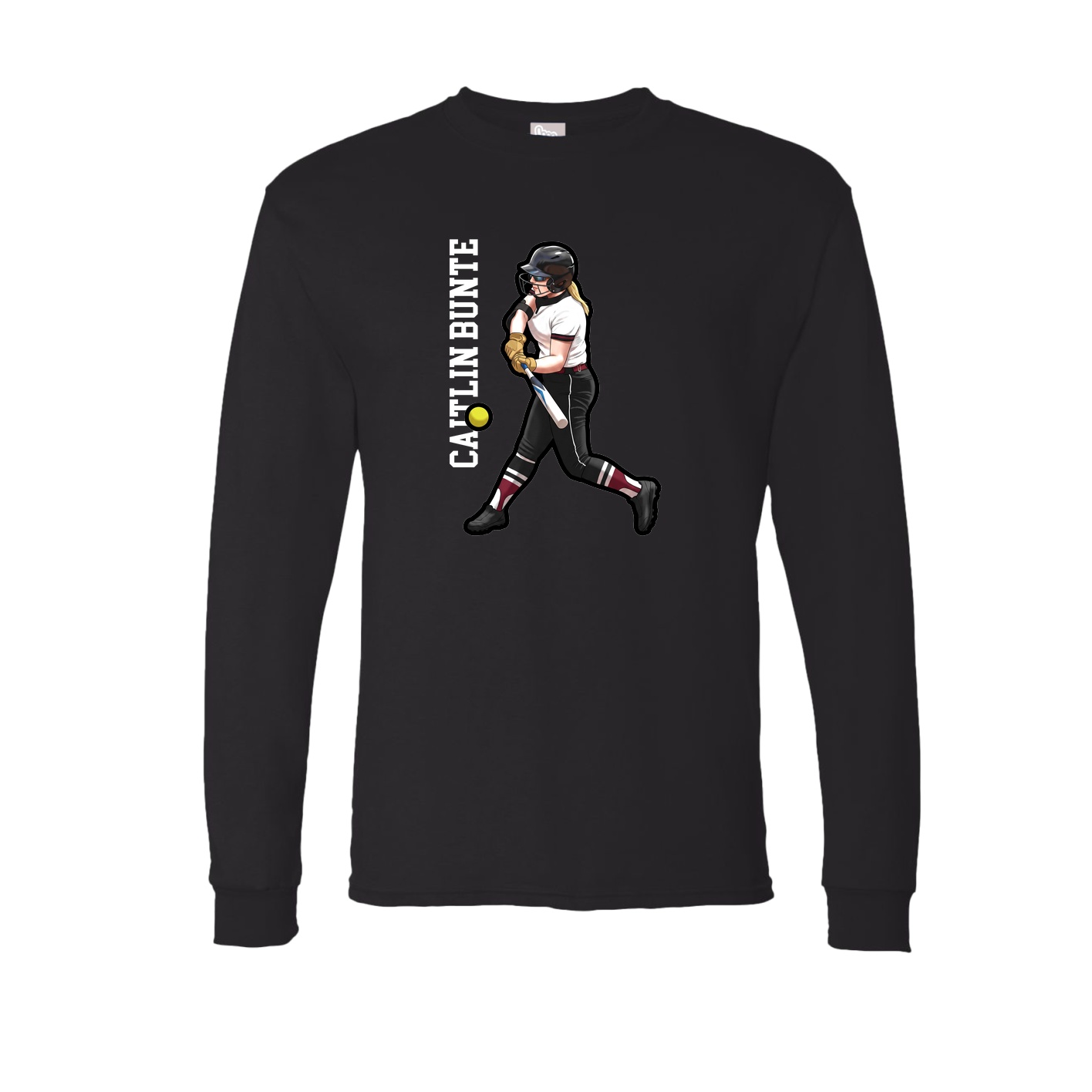 Long Sleeve Tee — Name Vertical in Black