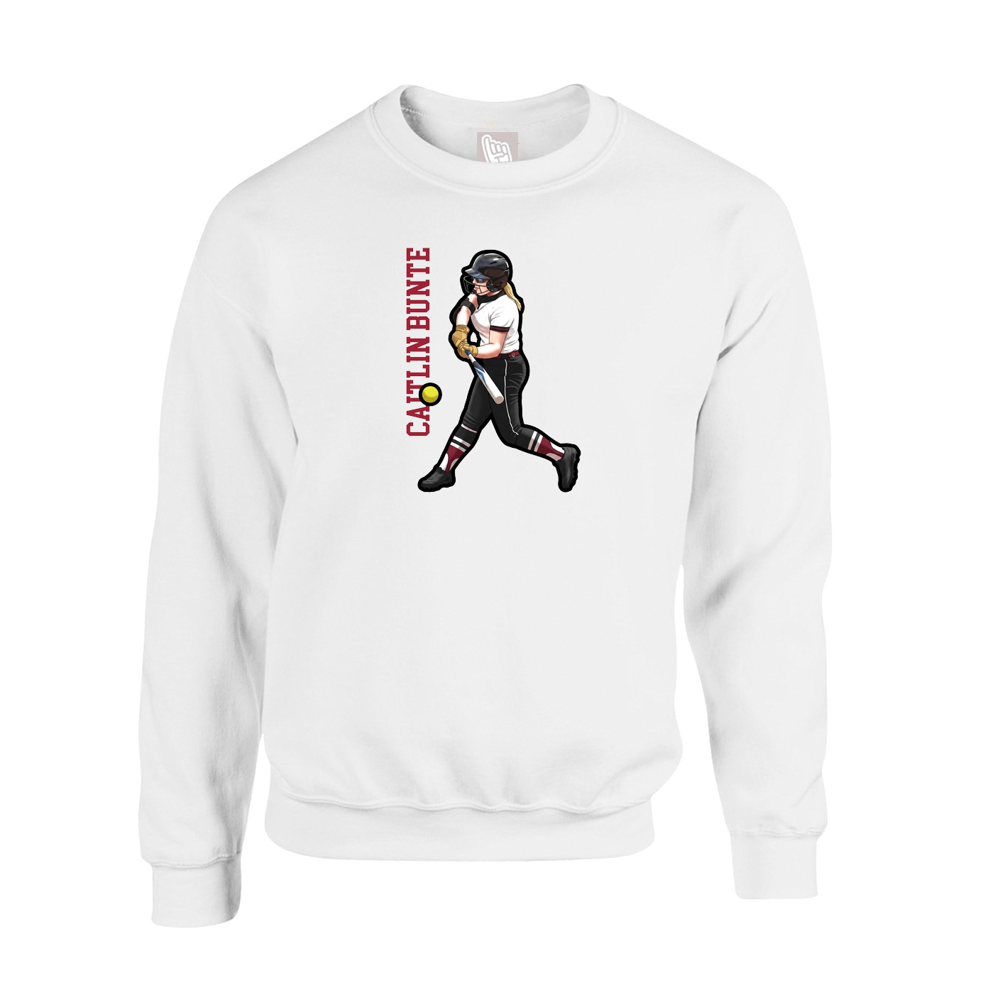 Fleece Crew — Name Vertical in White