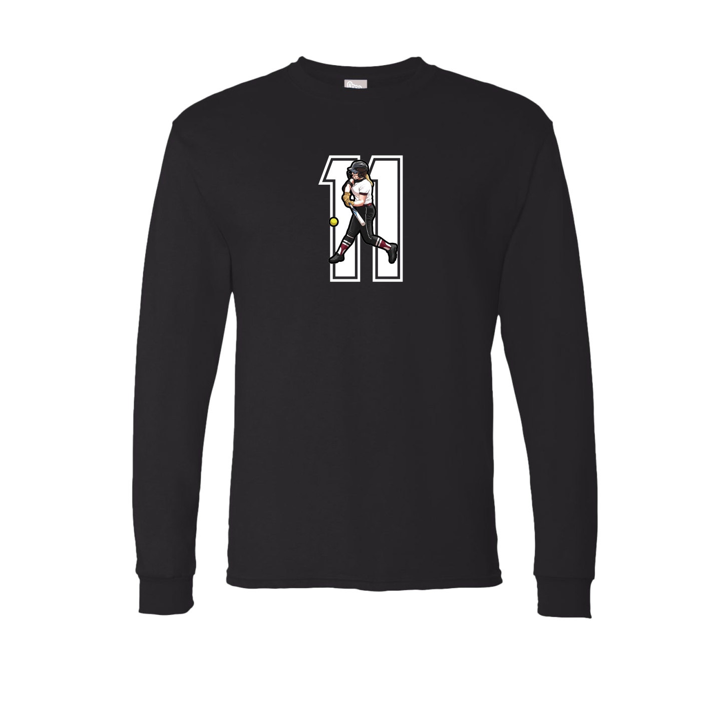Long Sleeve Tee — Number in Black