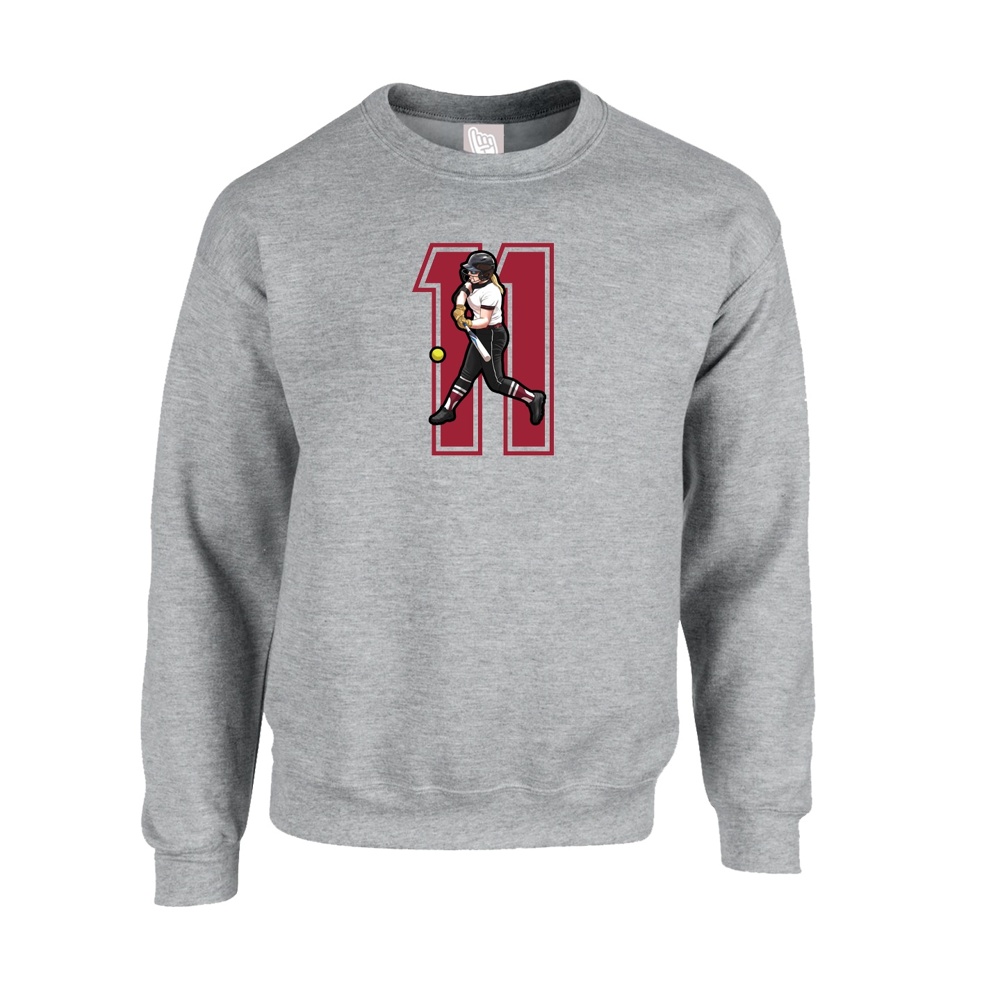 Fleece Crew — Number in Grey