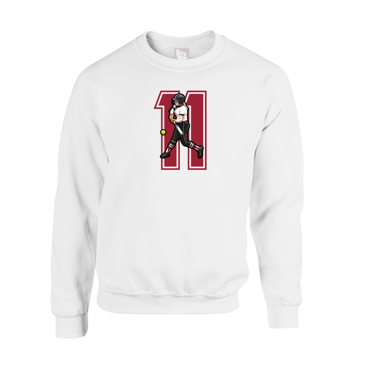 Fleece Crew — Number in White