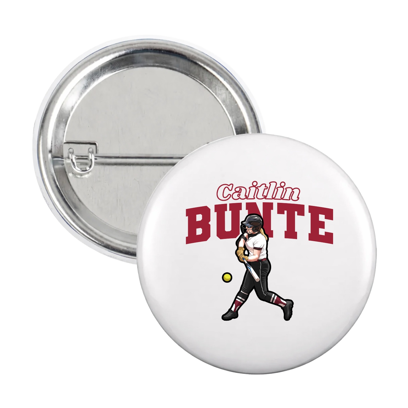 Game Day Button — Name Arch in White