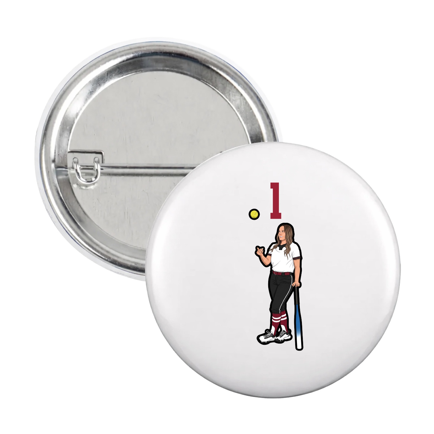 Game Day Button — Number Top in White