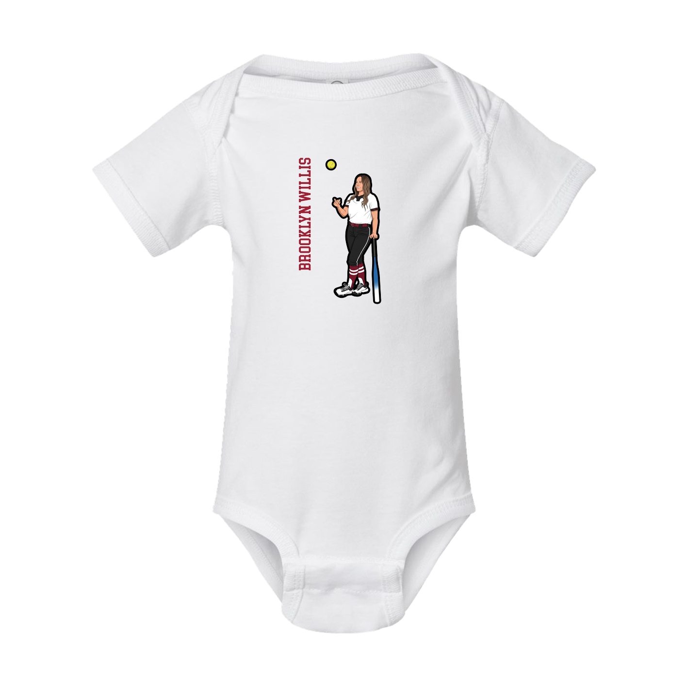 Baby Onesie — Name Vertical in White