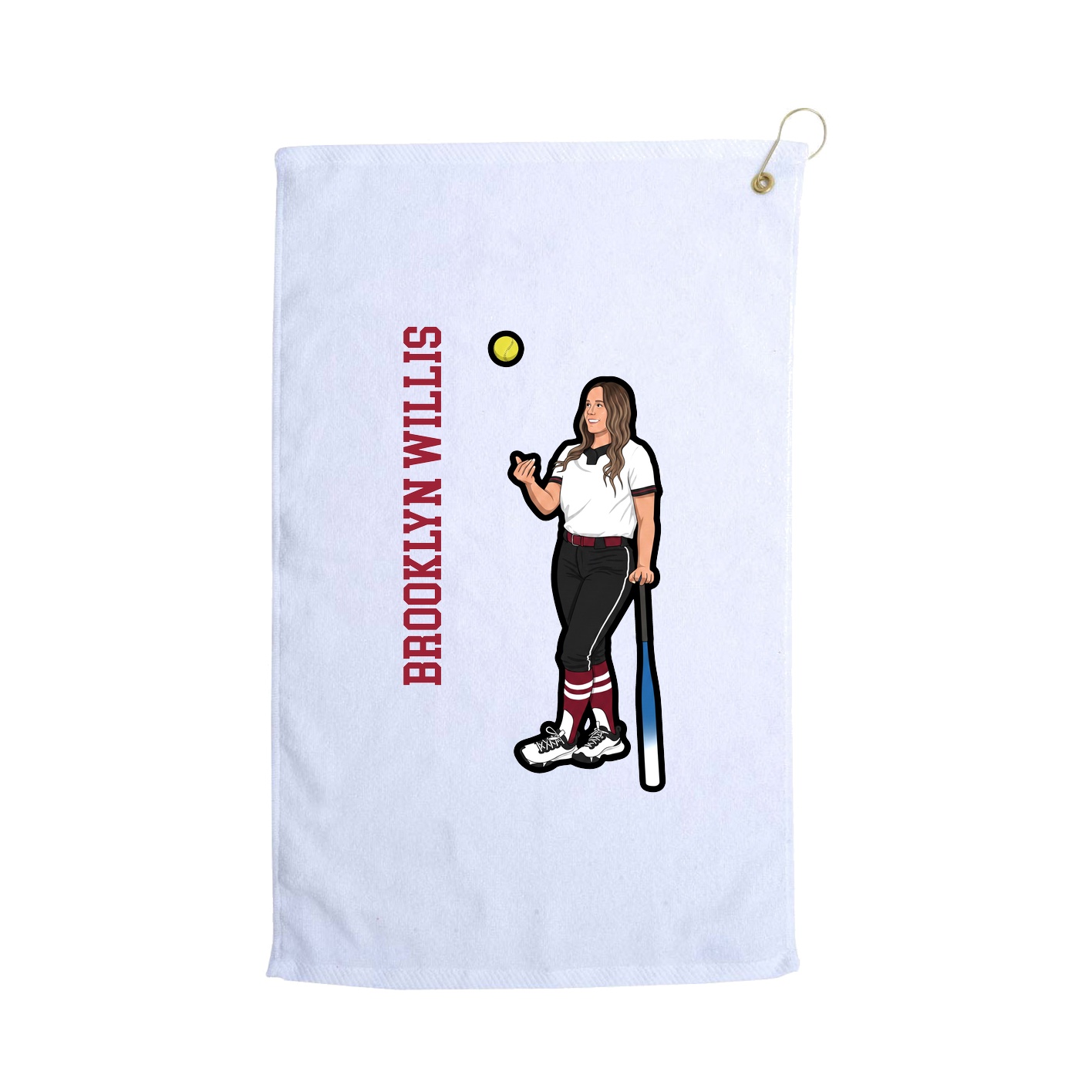 Golf Towel — Name Vertical in White