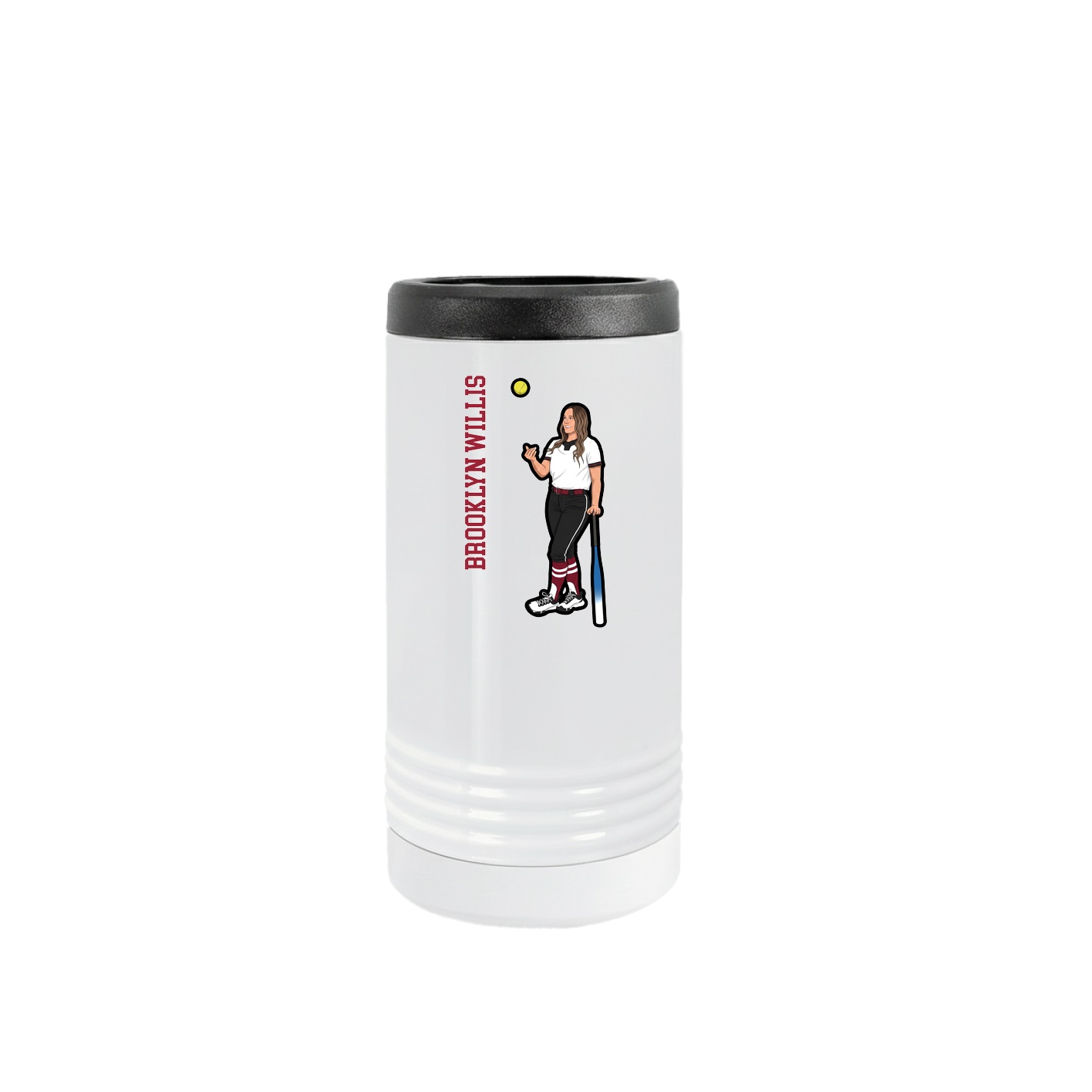 Slim Beverage Holder — Name Vertical in White