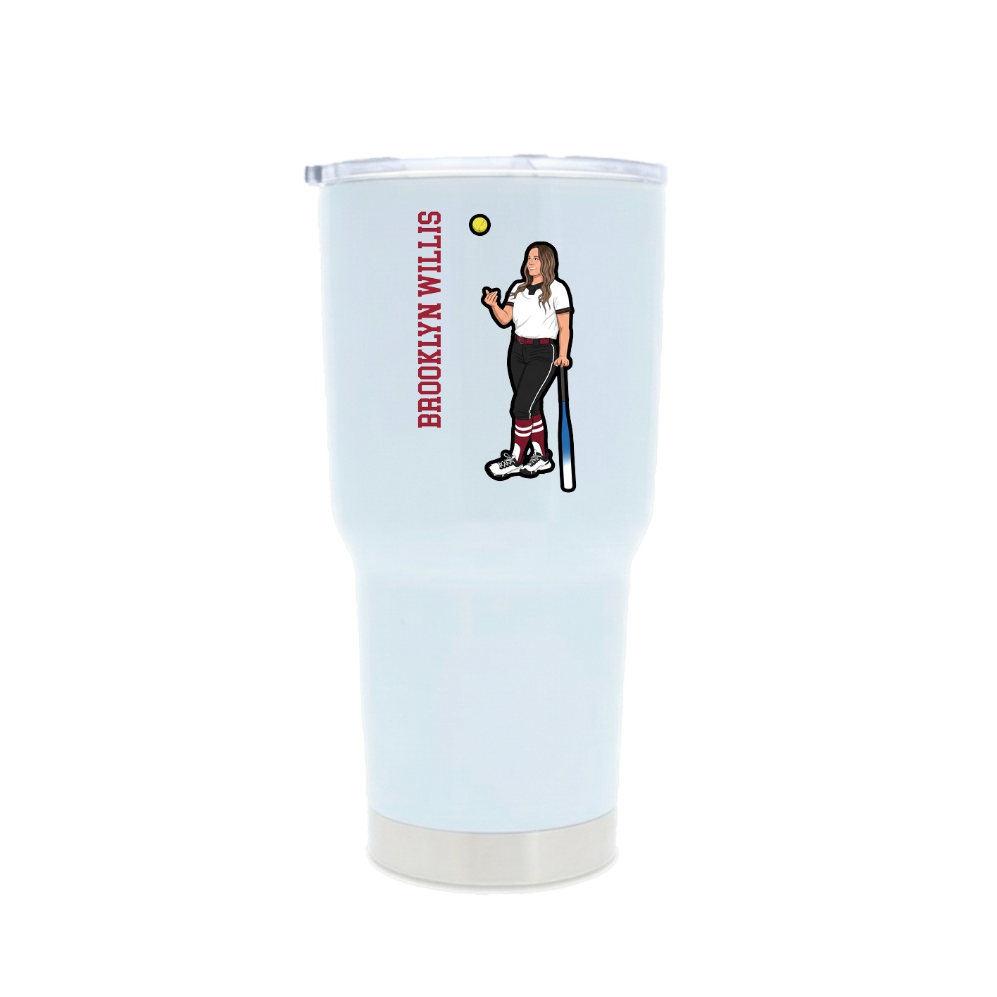 30oz Stainless Steel Tumbler — Name Vertical in White