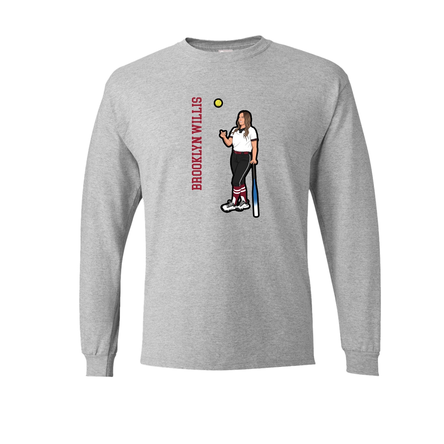 Long Sleeve Tee — Name Vertical in Grey