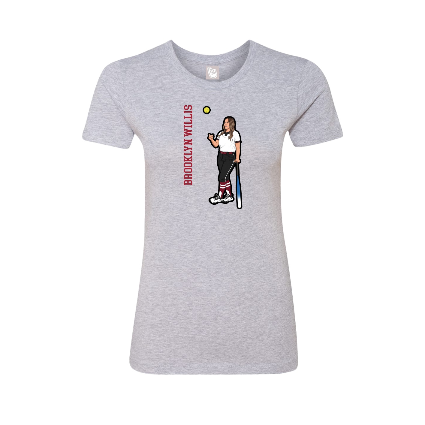 Fitted Women's Tee — Name Vertical in Grey
