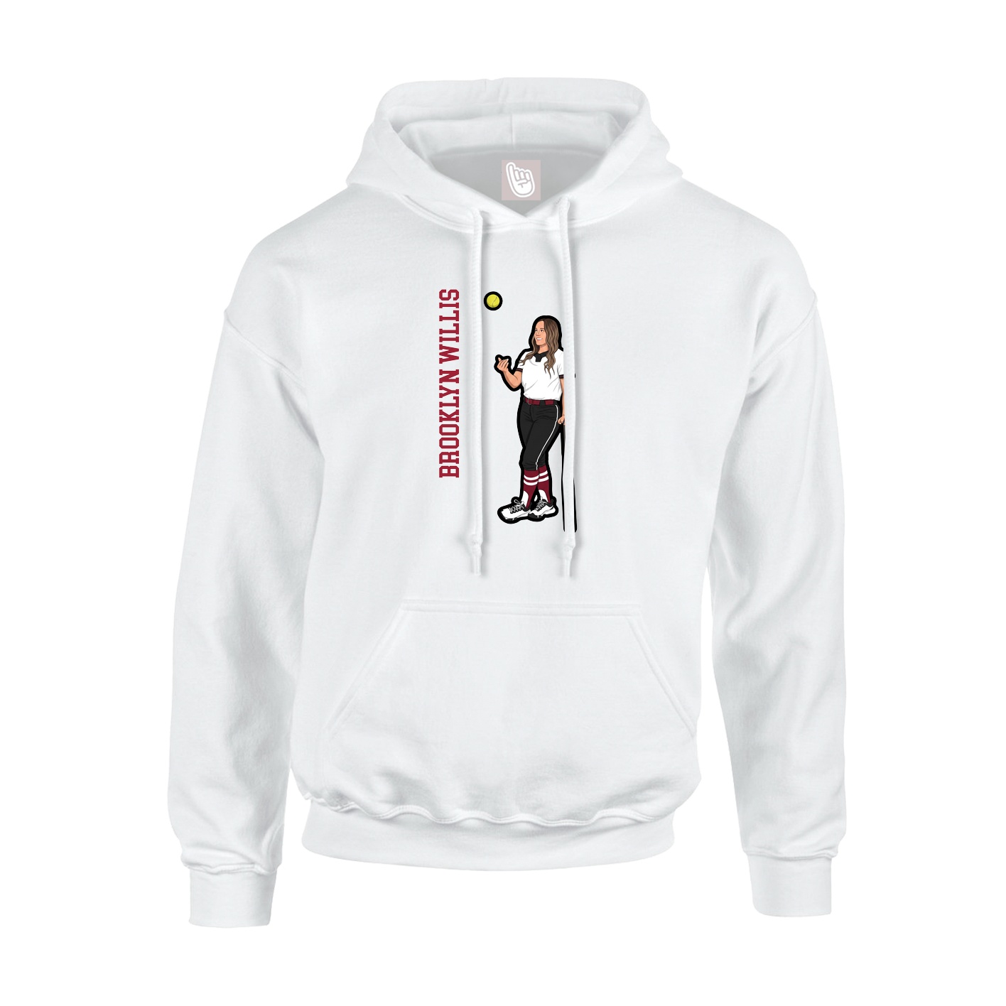 Youth Hoodie — Name Vertical in White