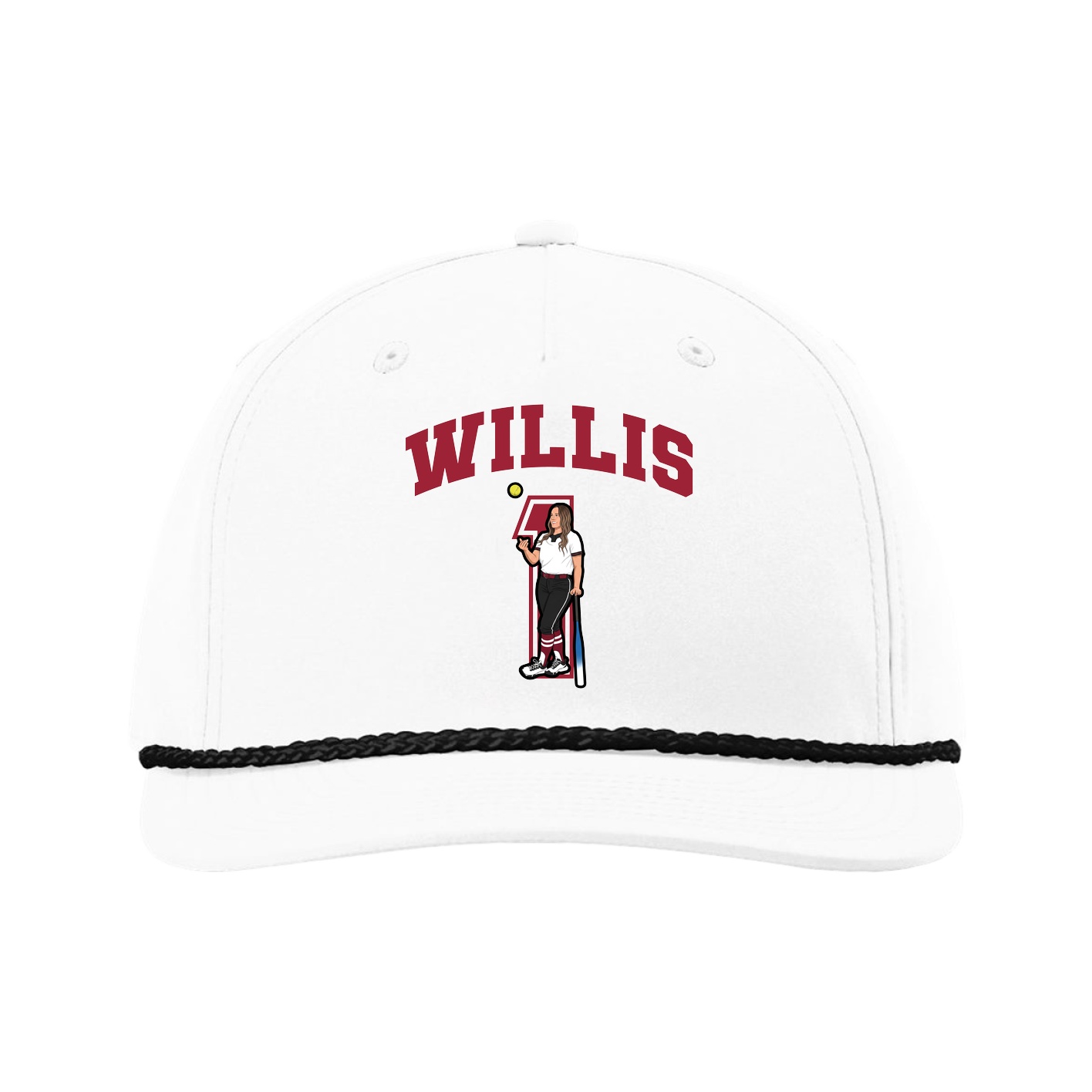 Five-Panel Classic Rope Cap — Number in White