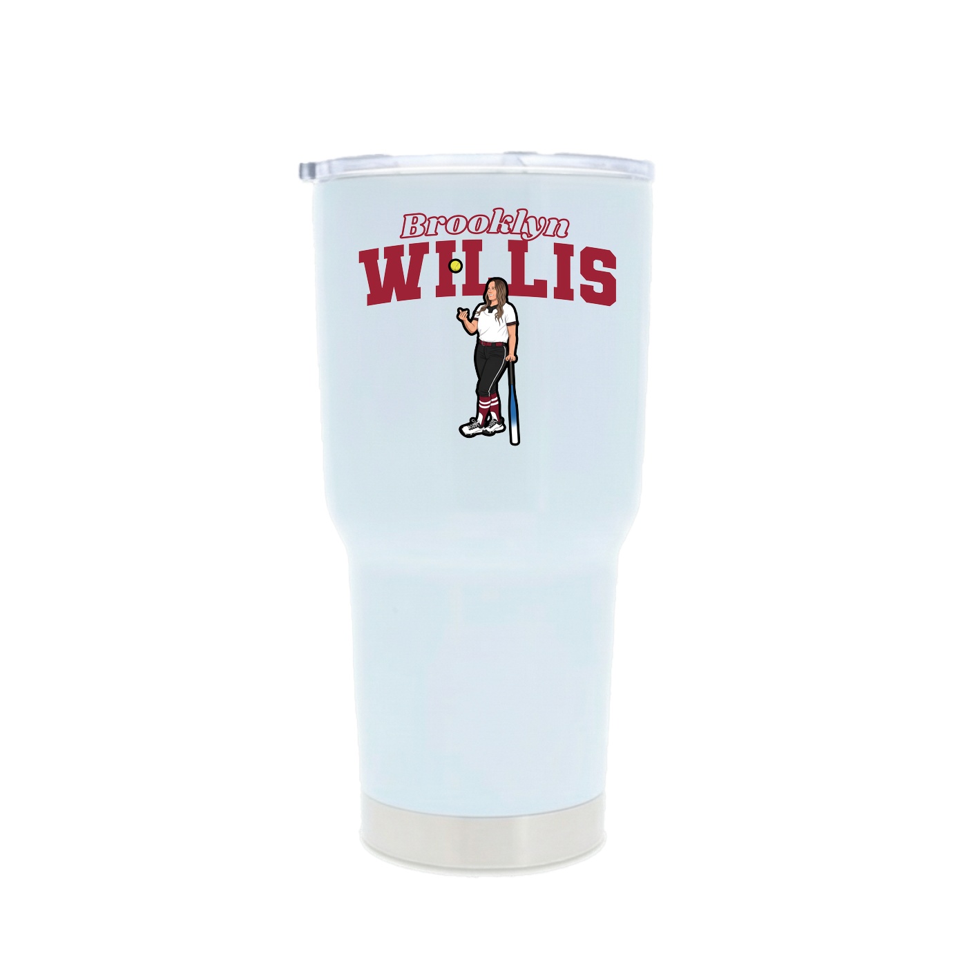 30oz Stainless Steel Tumbler — Name Arch in White