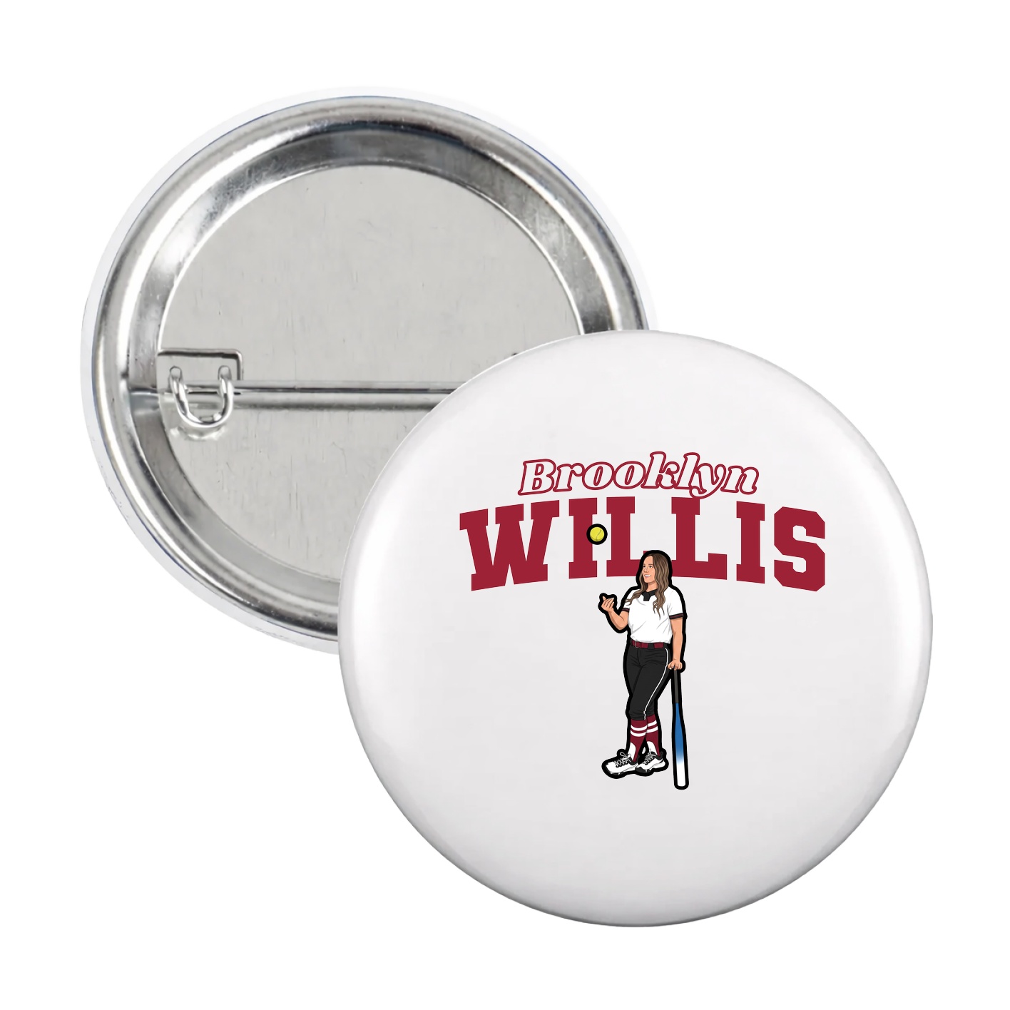 Game Day Button — Name Arch in White