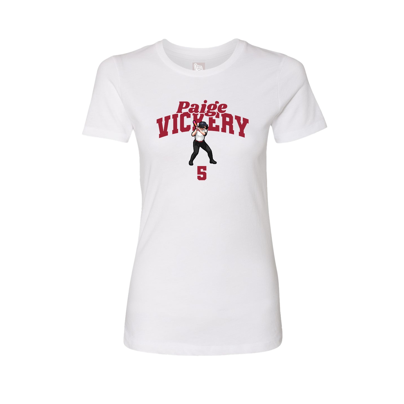Fitted Women's Tee — Signature Arch in White