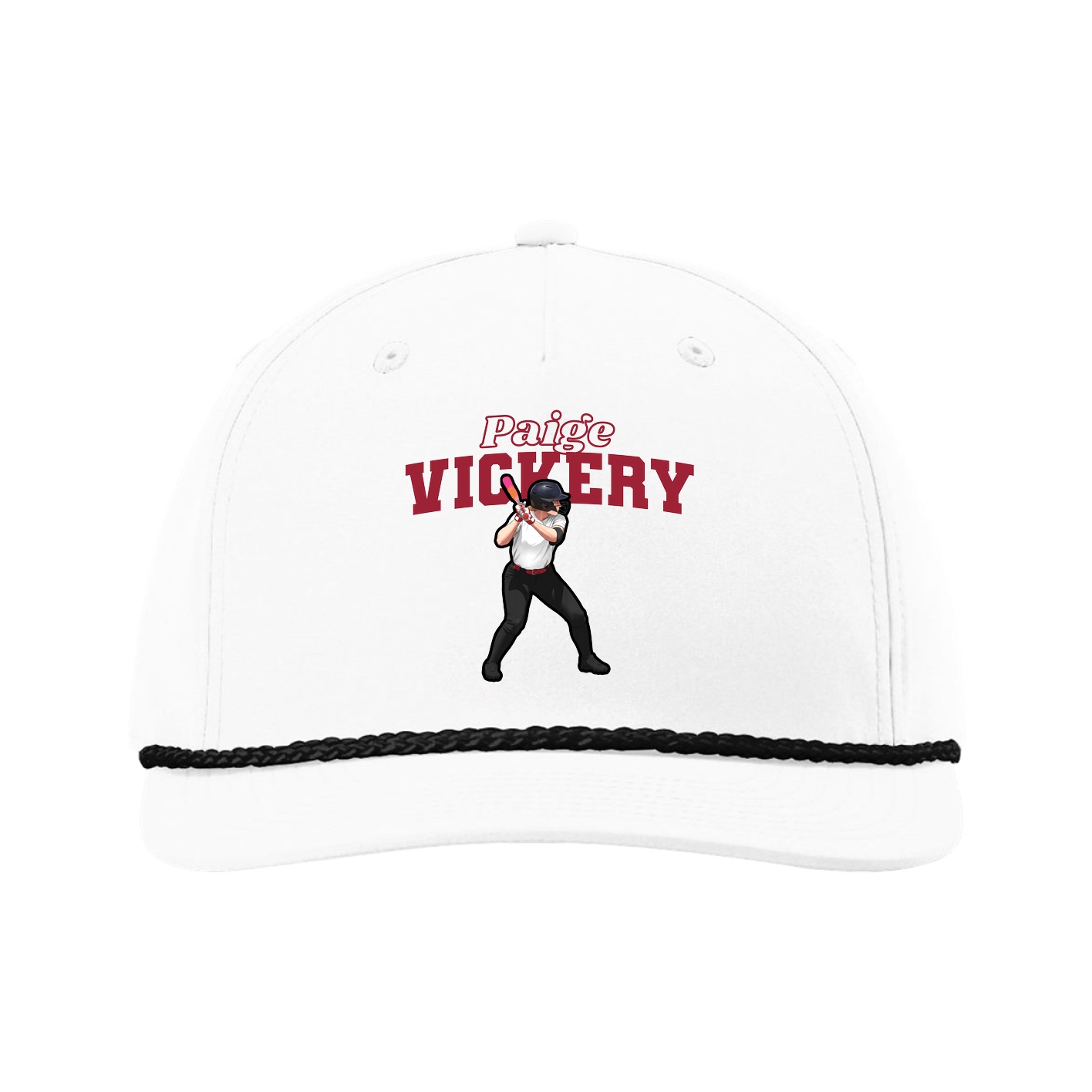 Five-Panel Classic Rope Cap — Name Arch in White