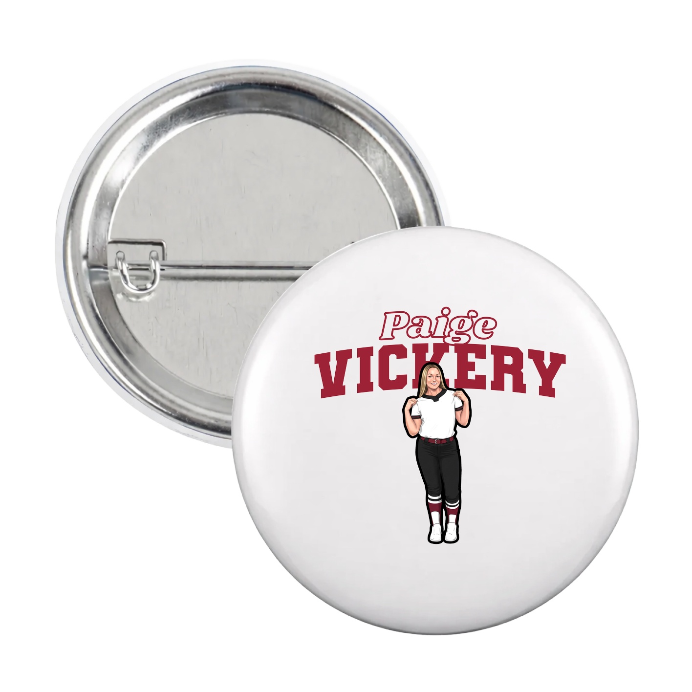 Game Day Button — Name Arch in White