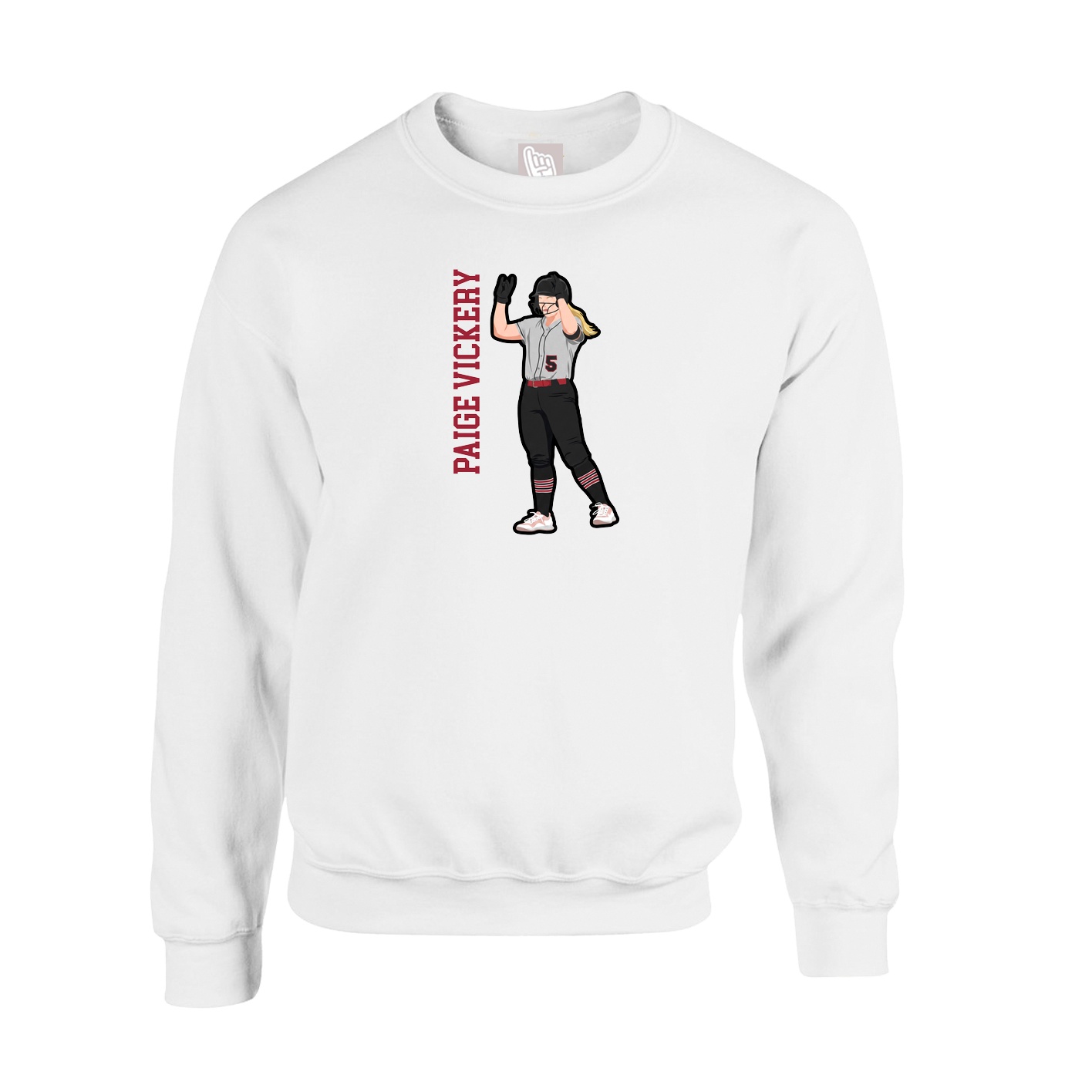 Fleece Crew — Name Vertical in White