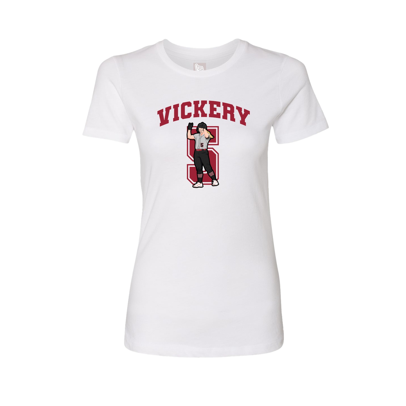 Fitted Women's Tee — Number in White