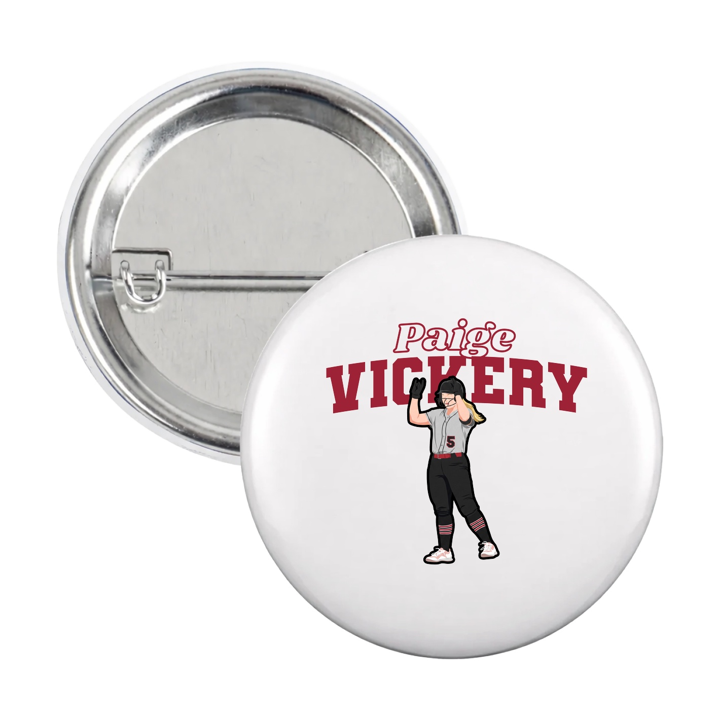 Game Day Button — Name Arch in White