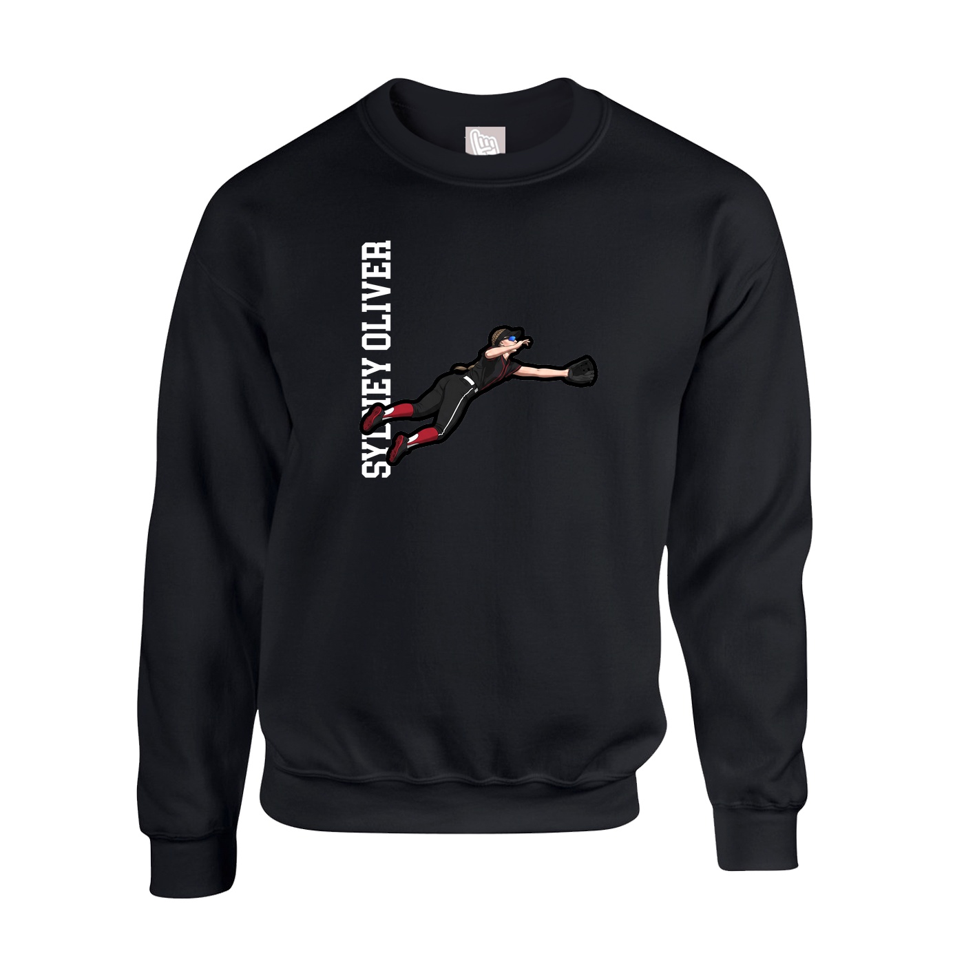 Fleece Crew — Name Vertical in Black