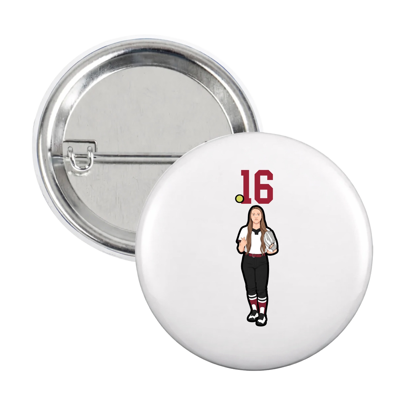 Game Day Button — Number Top in White