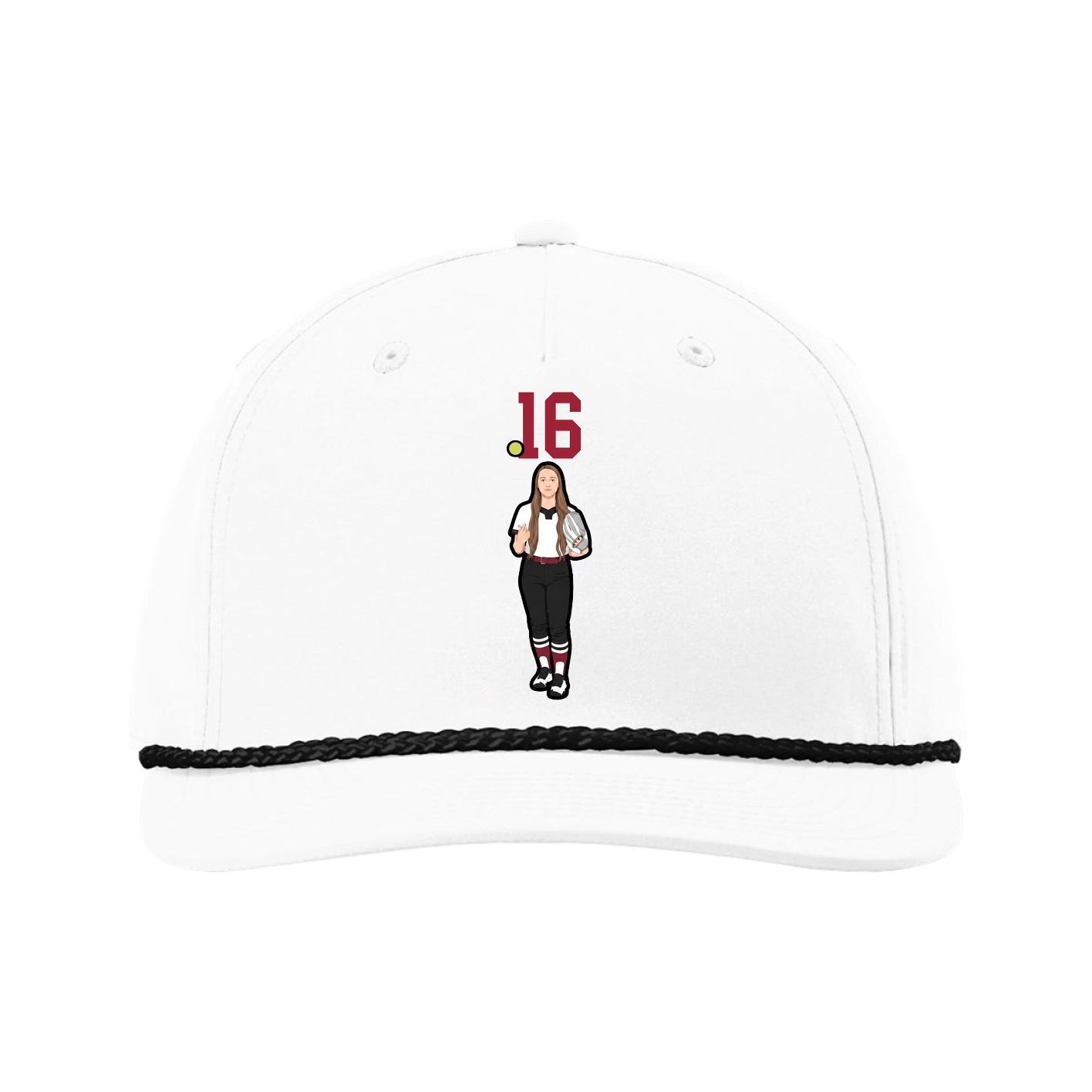 Five-Panel Classic Rope Cap — Number Top in White