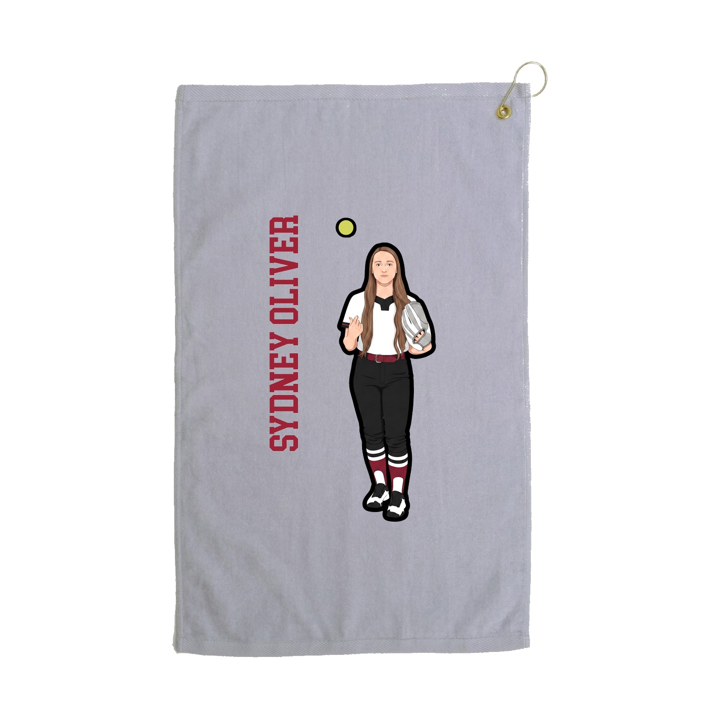 Golf Towel — Name Vertical in Grey