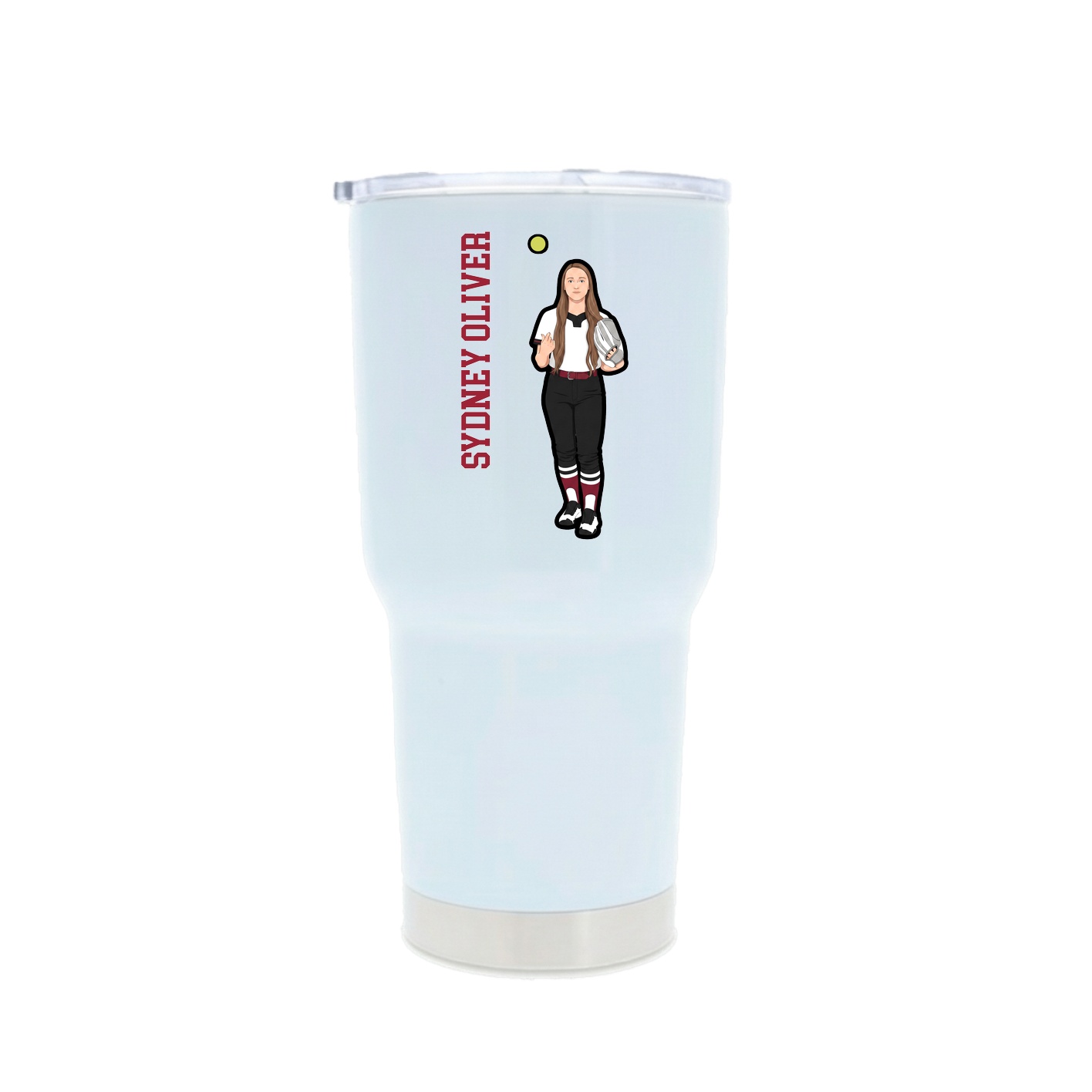 30oz Stainless Steel Tumbler — Name Vertical in White