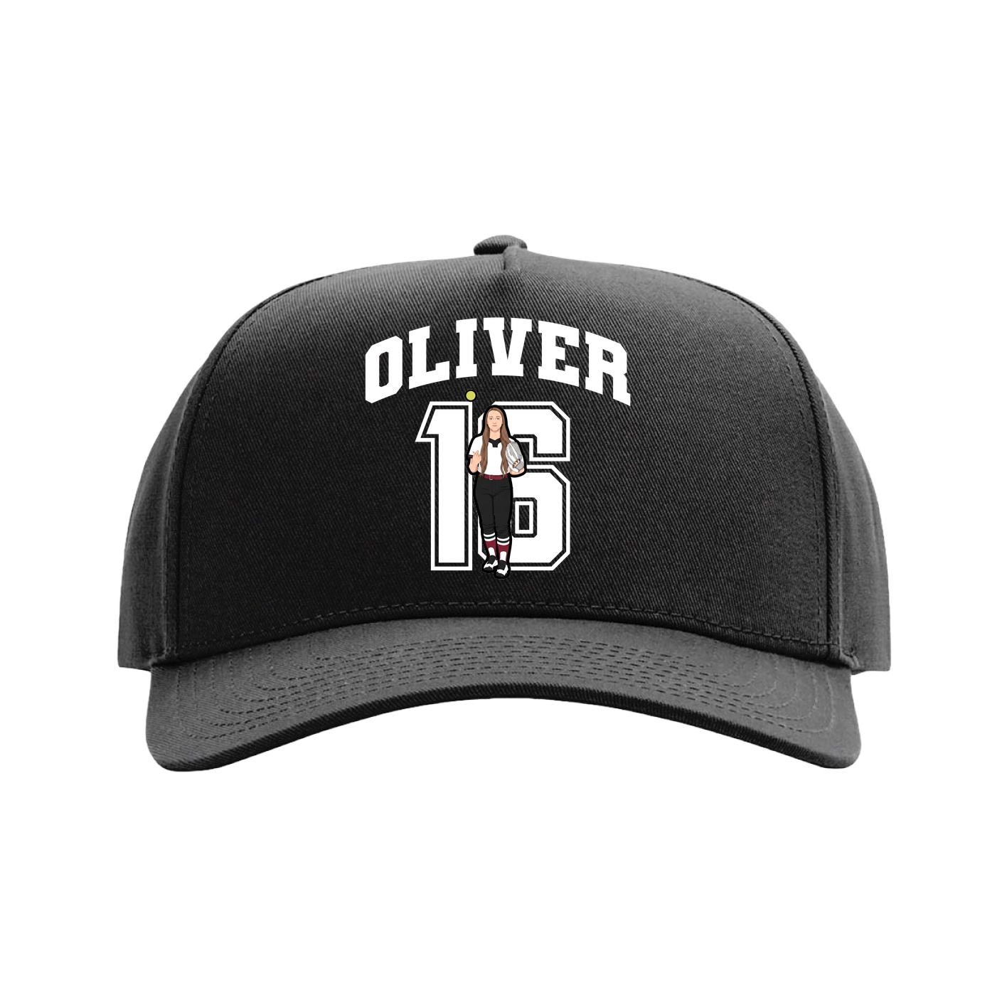 Full Fabric Five-Panel Champ Cap — Number in Black