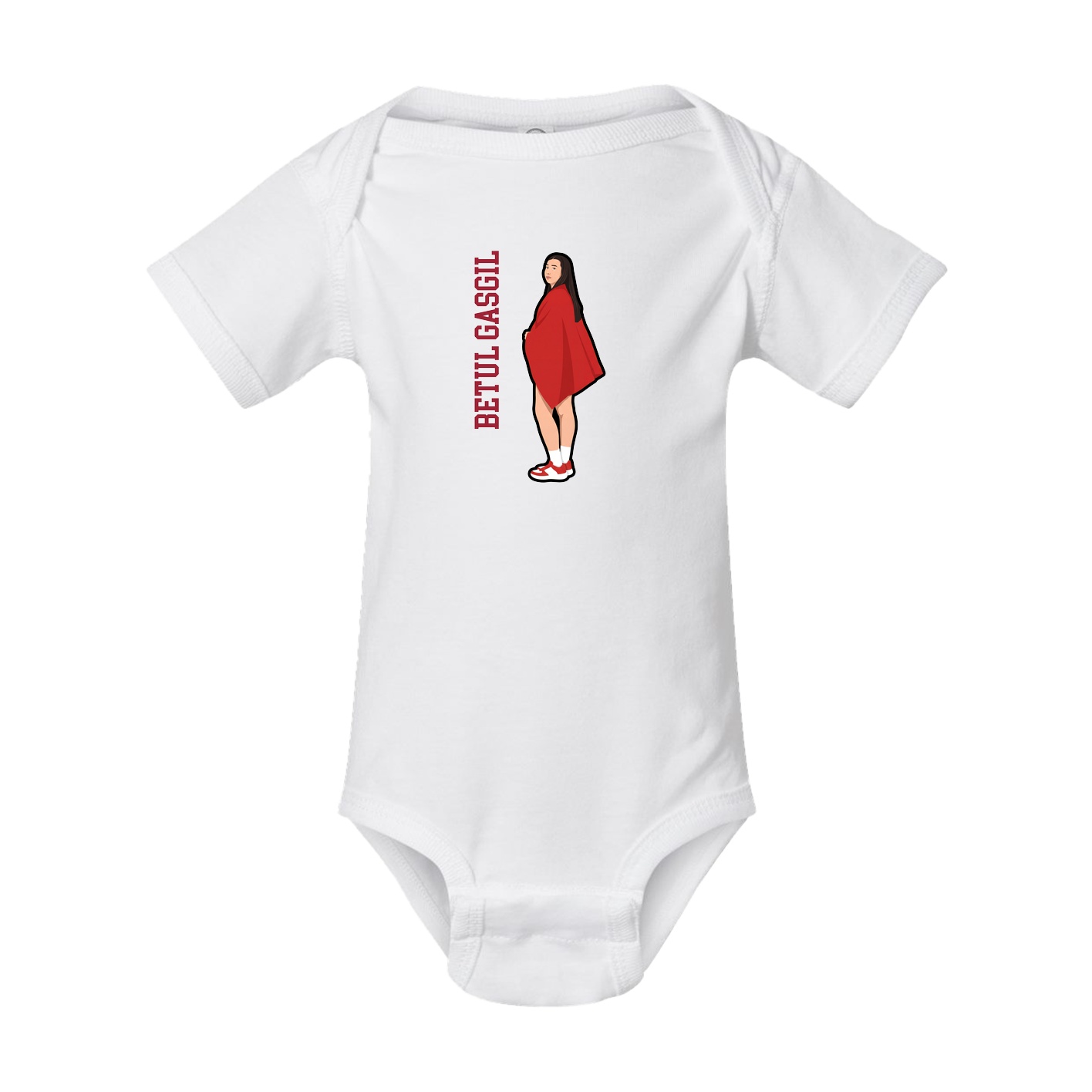 Baby Onesie — Name Vertical in White