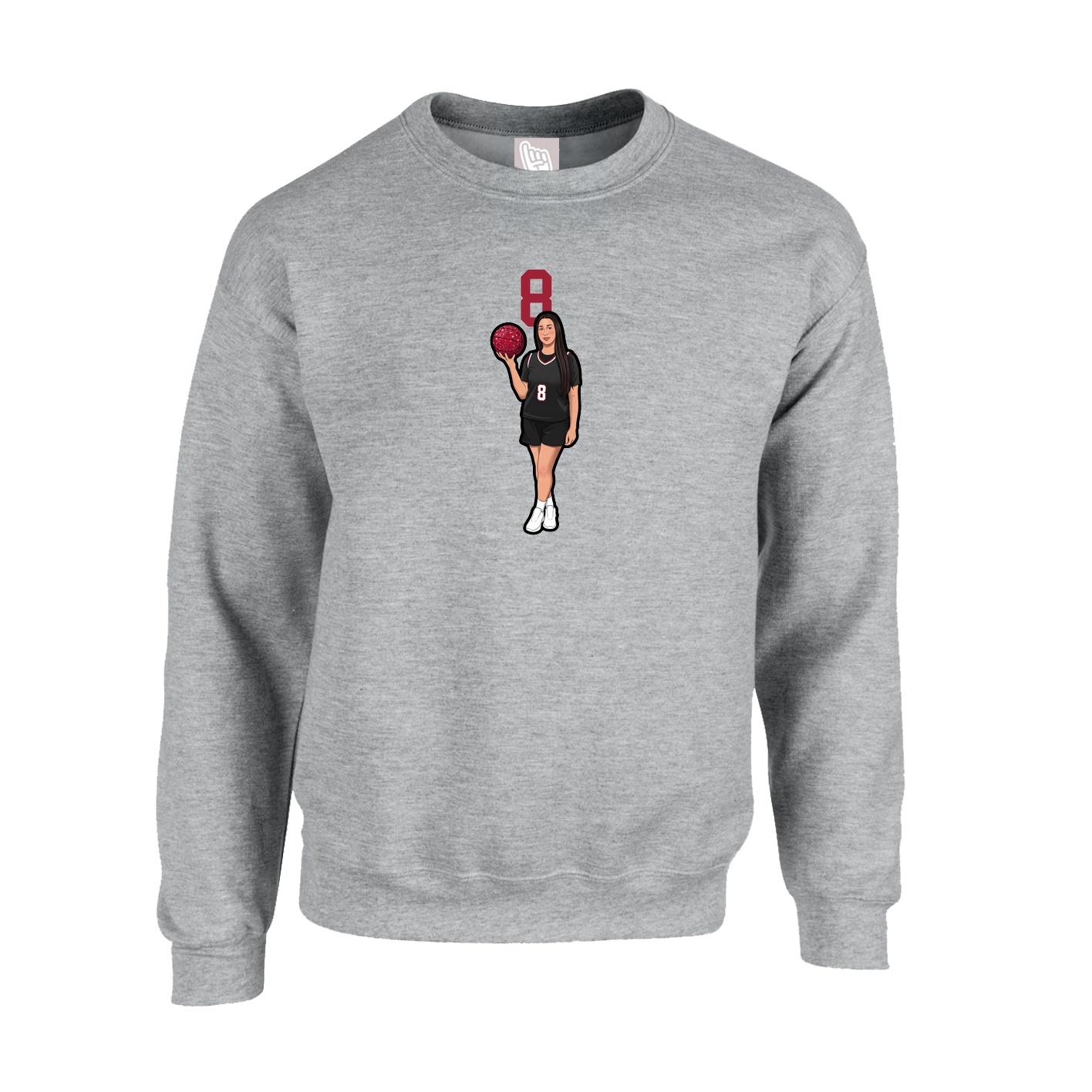 Fleece Crew — Number Top in Grey