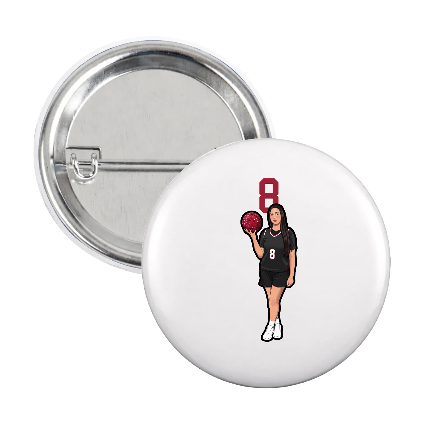 Game Day Button — Number Top in White