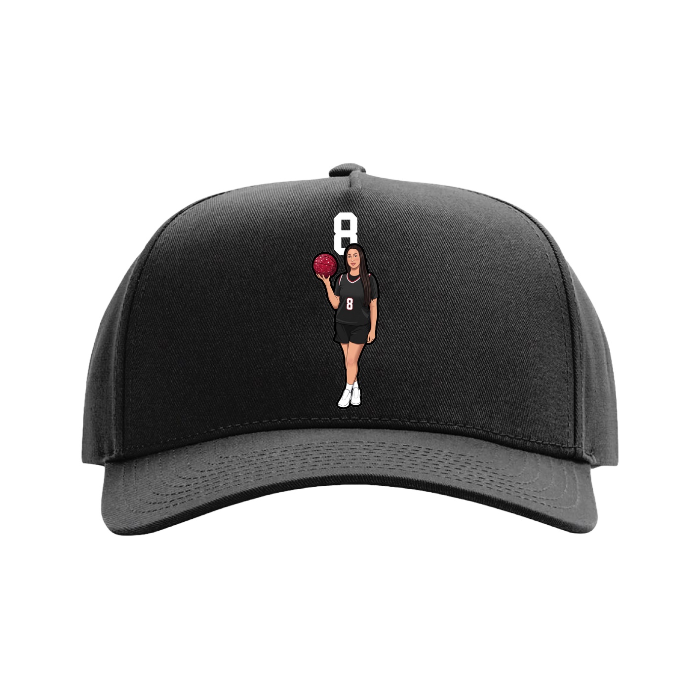 Full Fabric Five-Panel Champ Cap — Number Top in Black