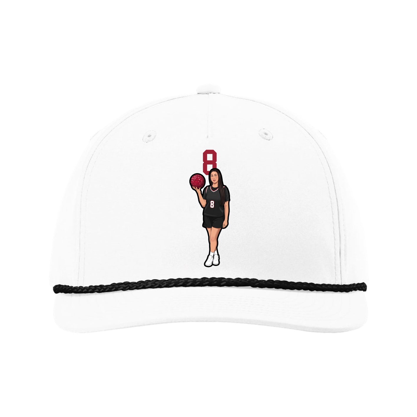 Five-Panel Classic Rope Cap — Number Top in White