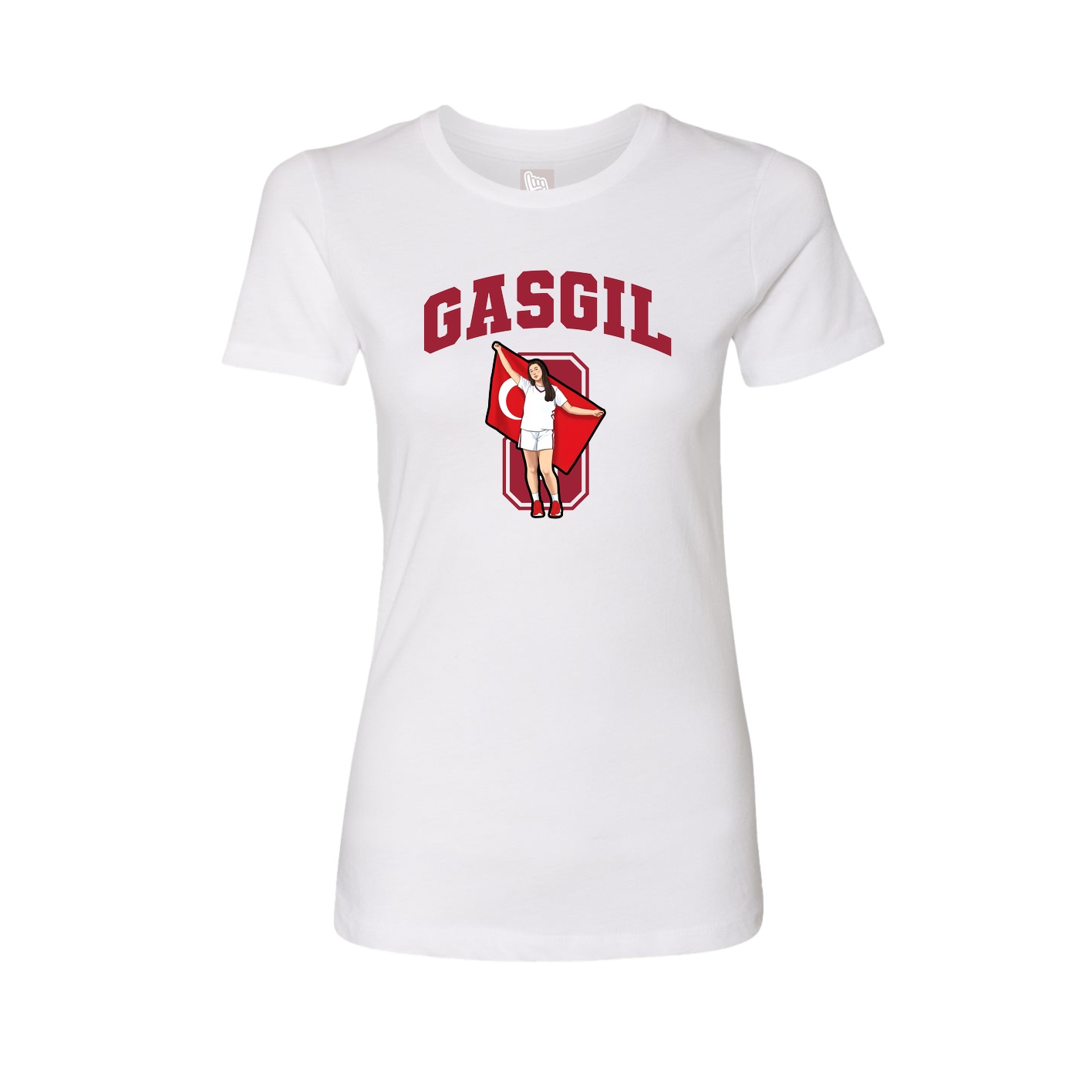 Fitted Women's Tee — Number in White